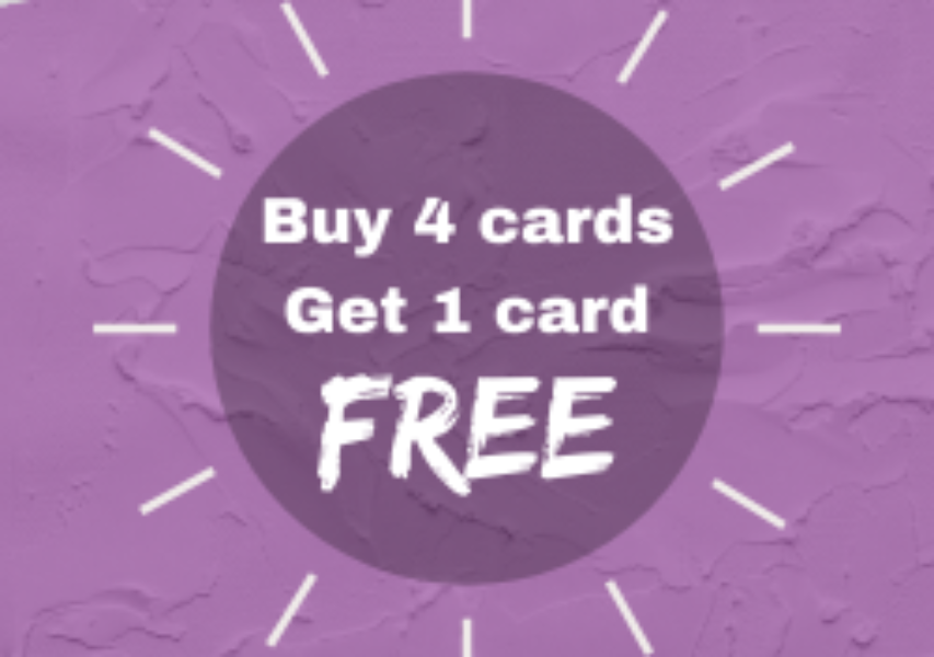 Buy 4 cards get 1 free